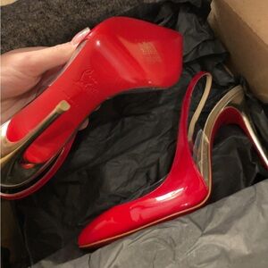 Christian Louboutin Red Patent Leather Optisexy Slingbacks